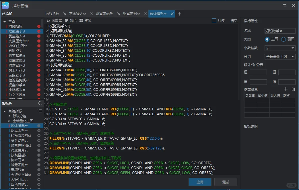 推荐一个很牛的指标——短线猎手，源码分享-夜雨聆风