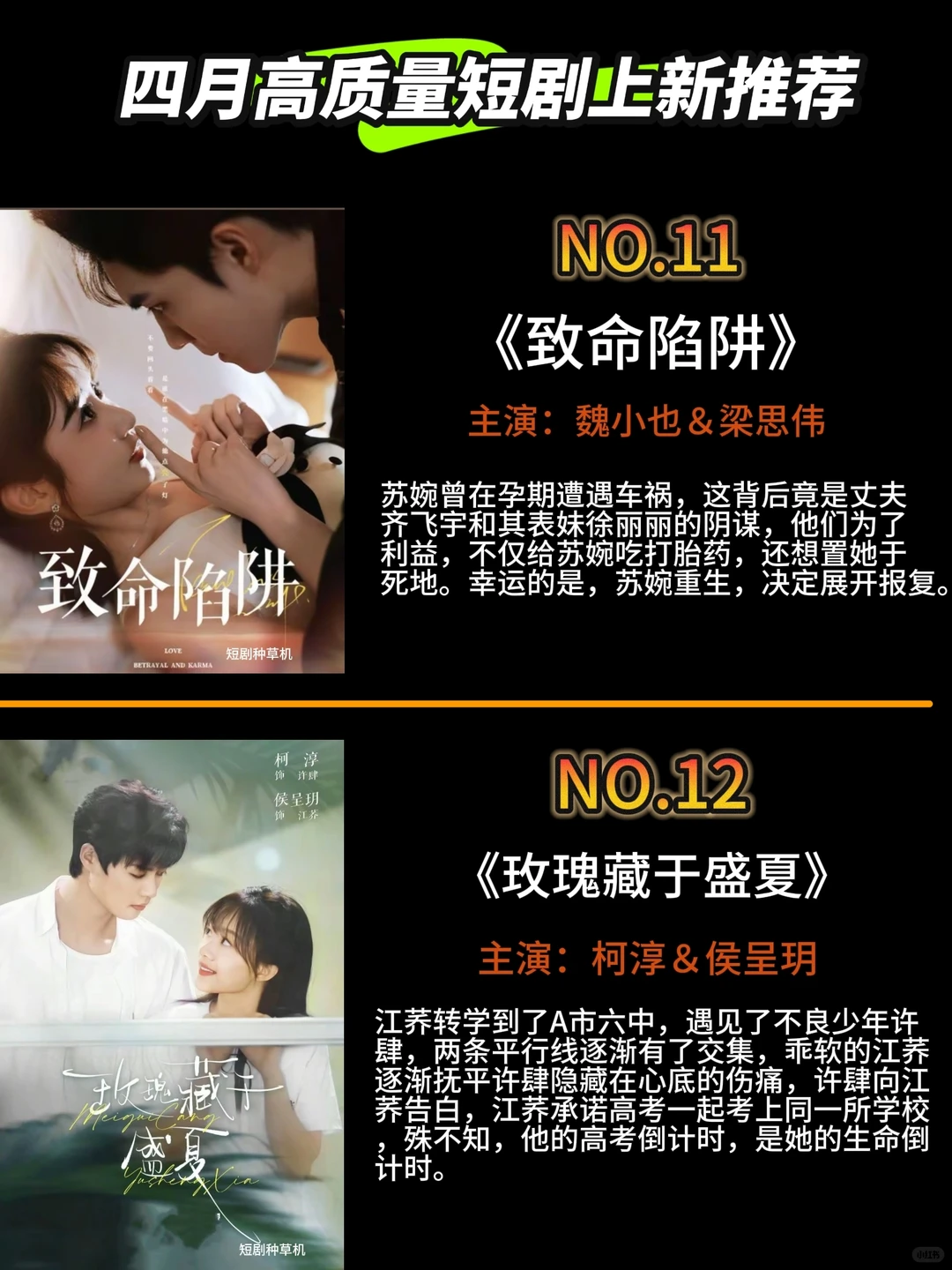 四月高质量精选短剧上新推荐。一起追剧吧
