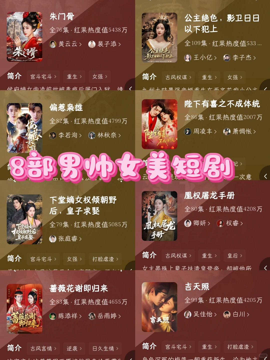  8部短剧，颜控狂喜必备