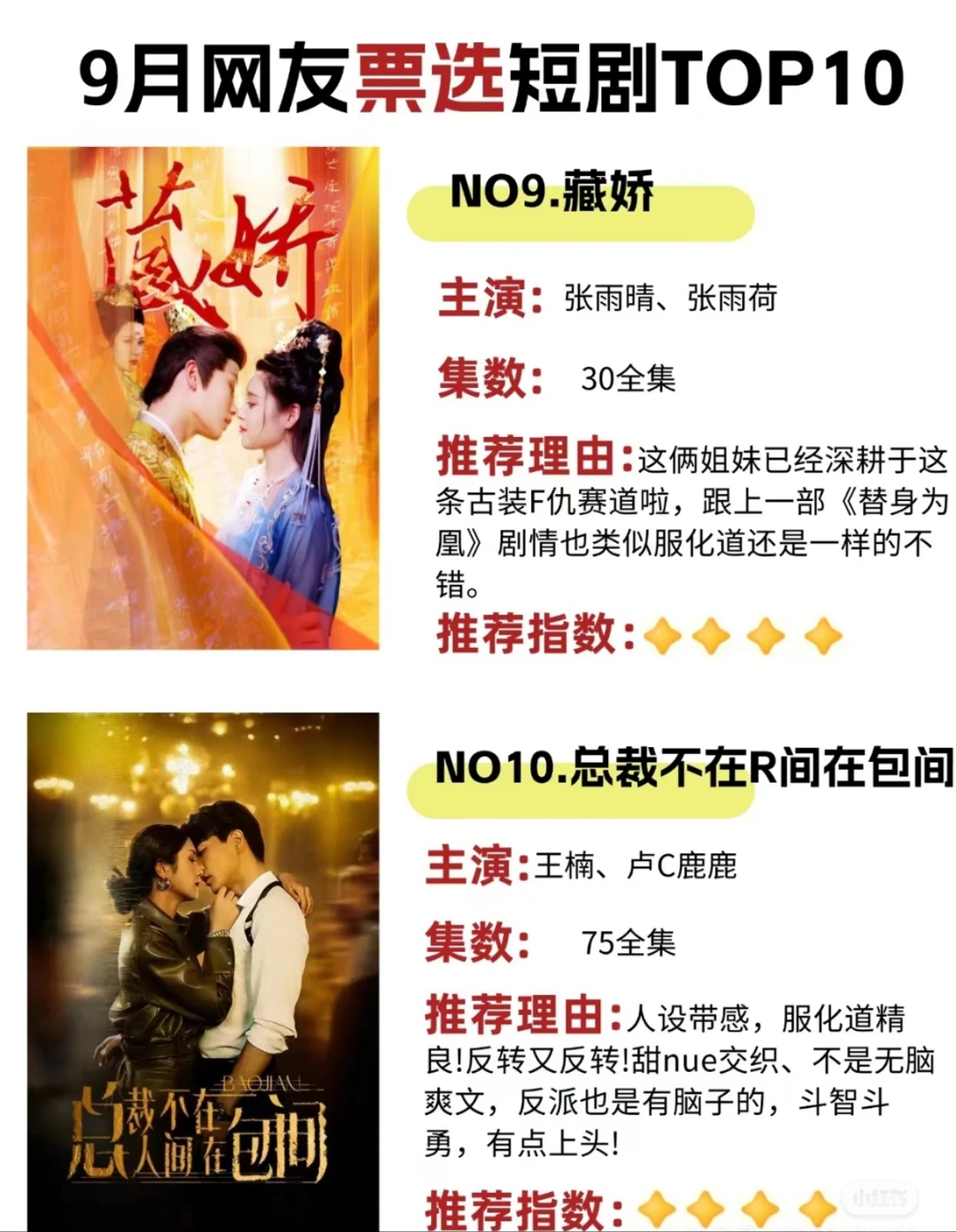 9 月高质量短剧 TOP10🔥🔥🔥🔥