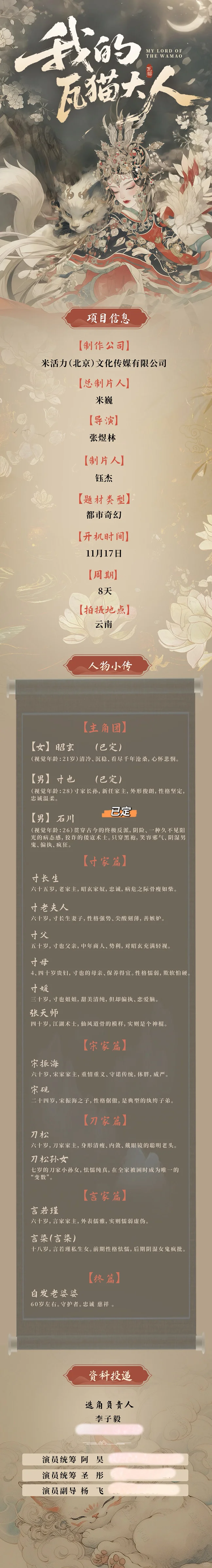 新项目筹备，欢迎有档期的演员报名！