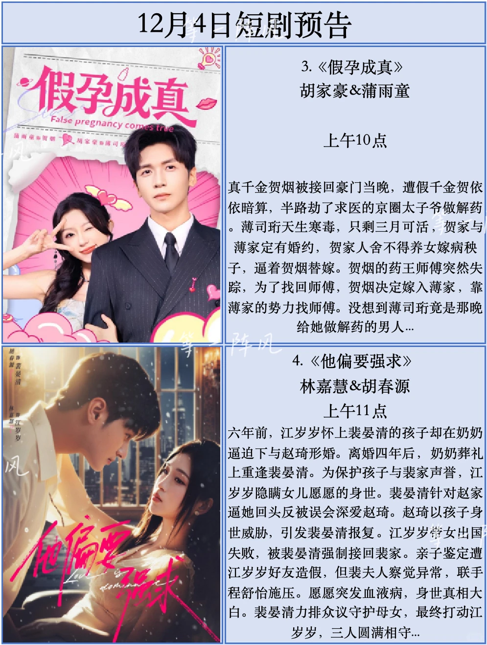 12月4日短剧预告