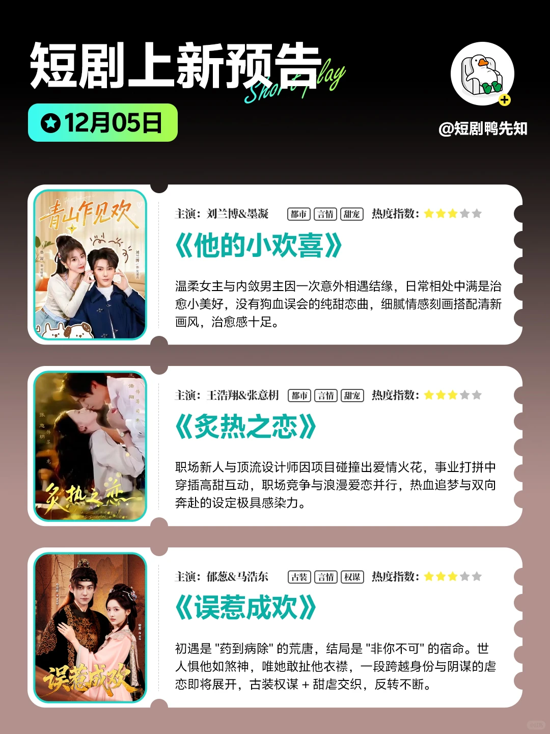 12月5日短剧预告👀热门新剧早知道