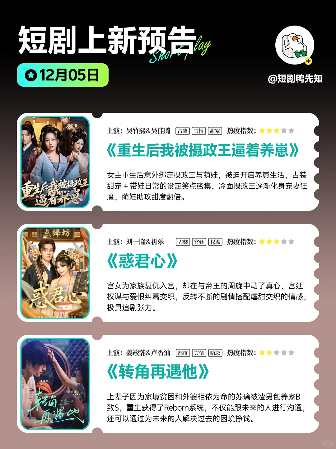 12月5日短剧预告👀热门新剧早知道
