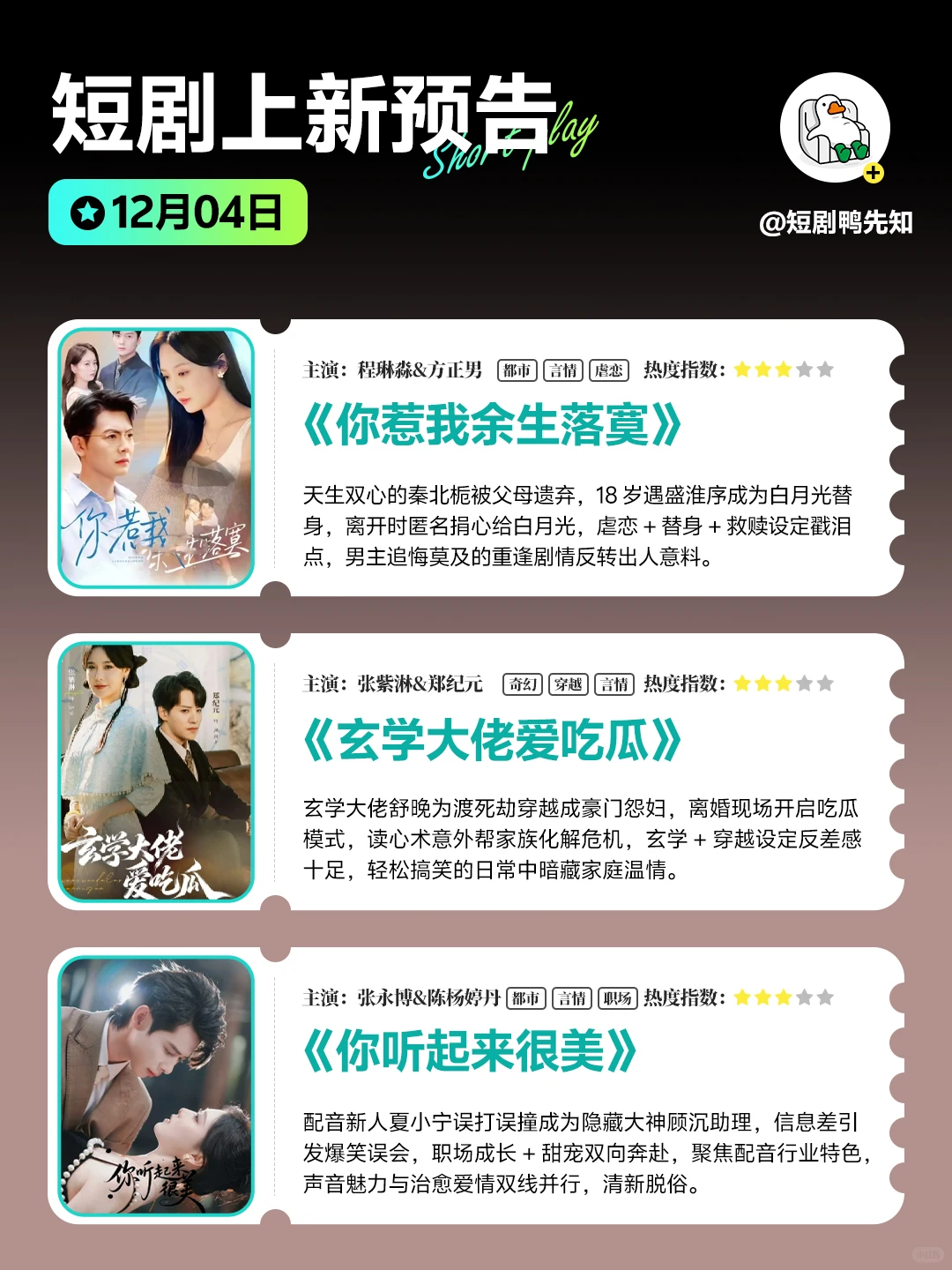 12月4日短剧预告 🌟 好剧上新追不停!