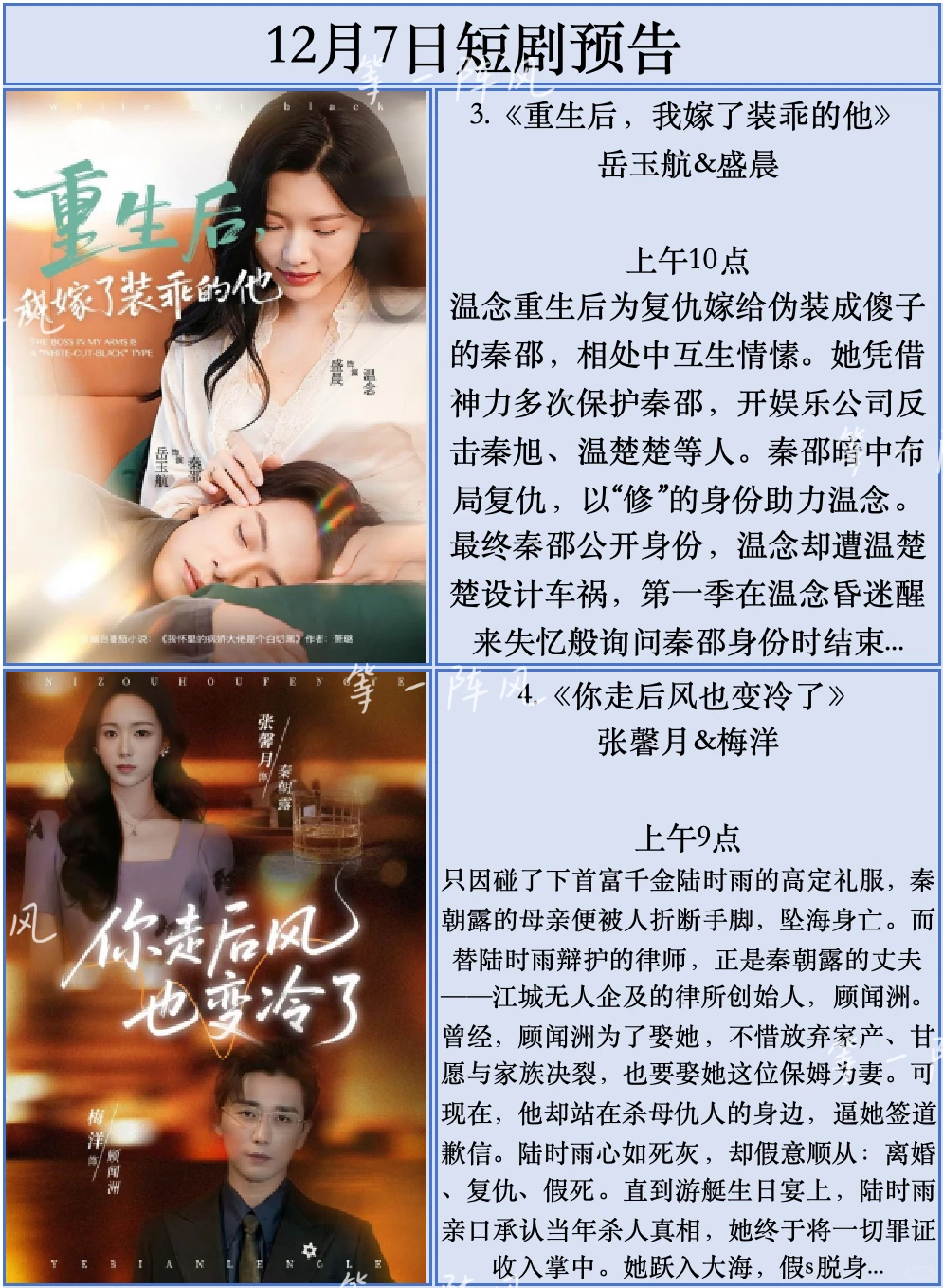 12月7日短剧预告