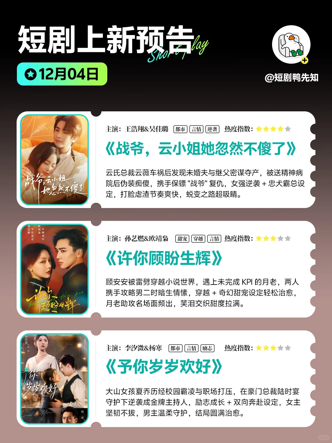 12月4日短剧预告 🌟 好剧上新追不停!
