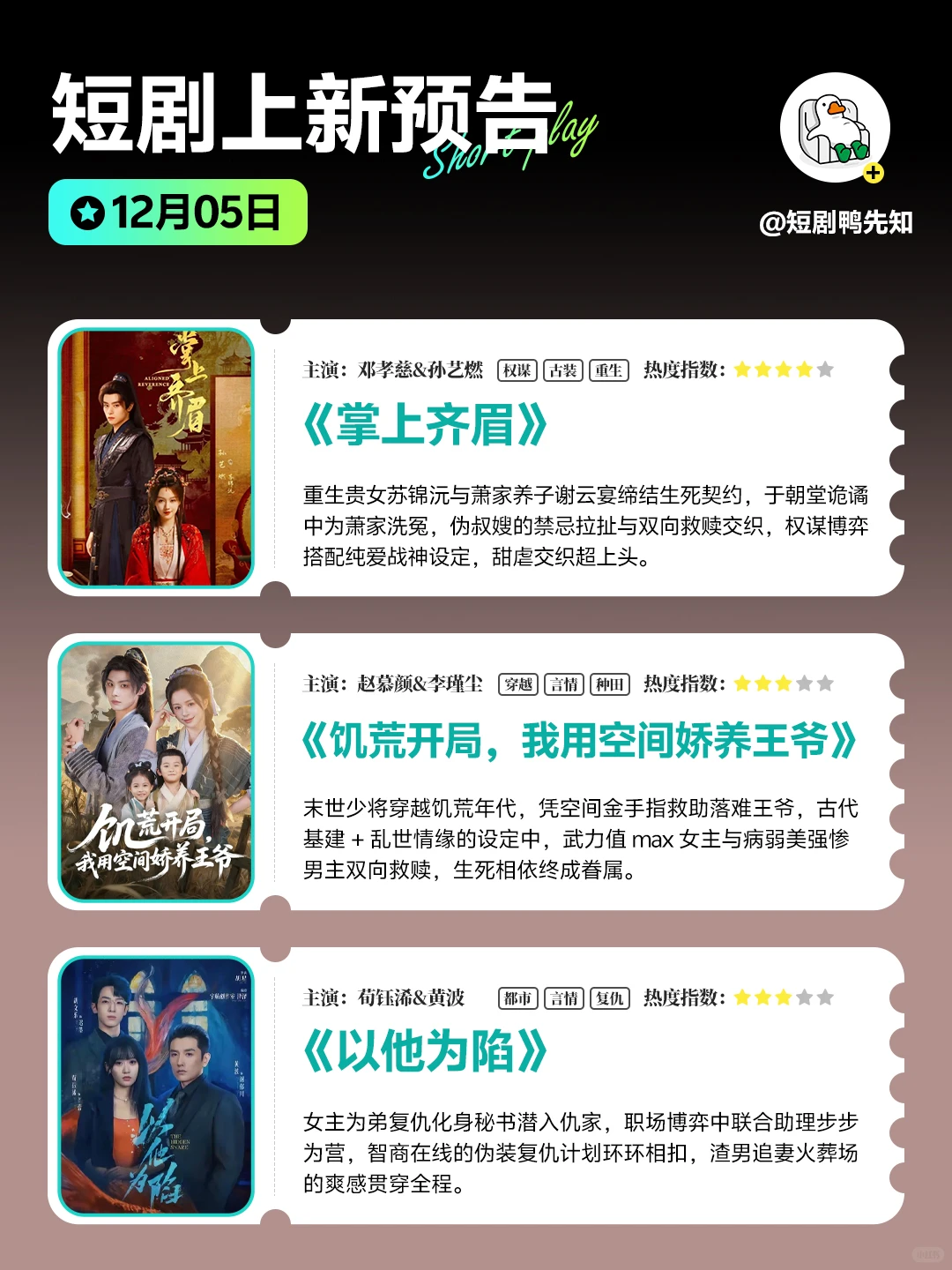 12月5日短剧预告👀热门新剧早知道