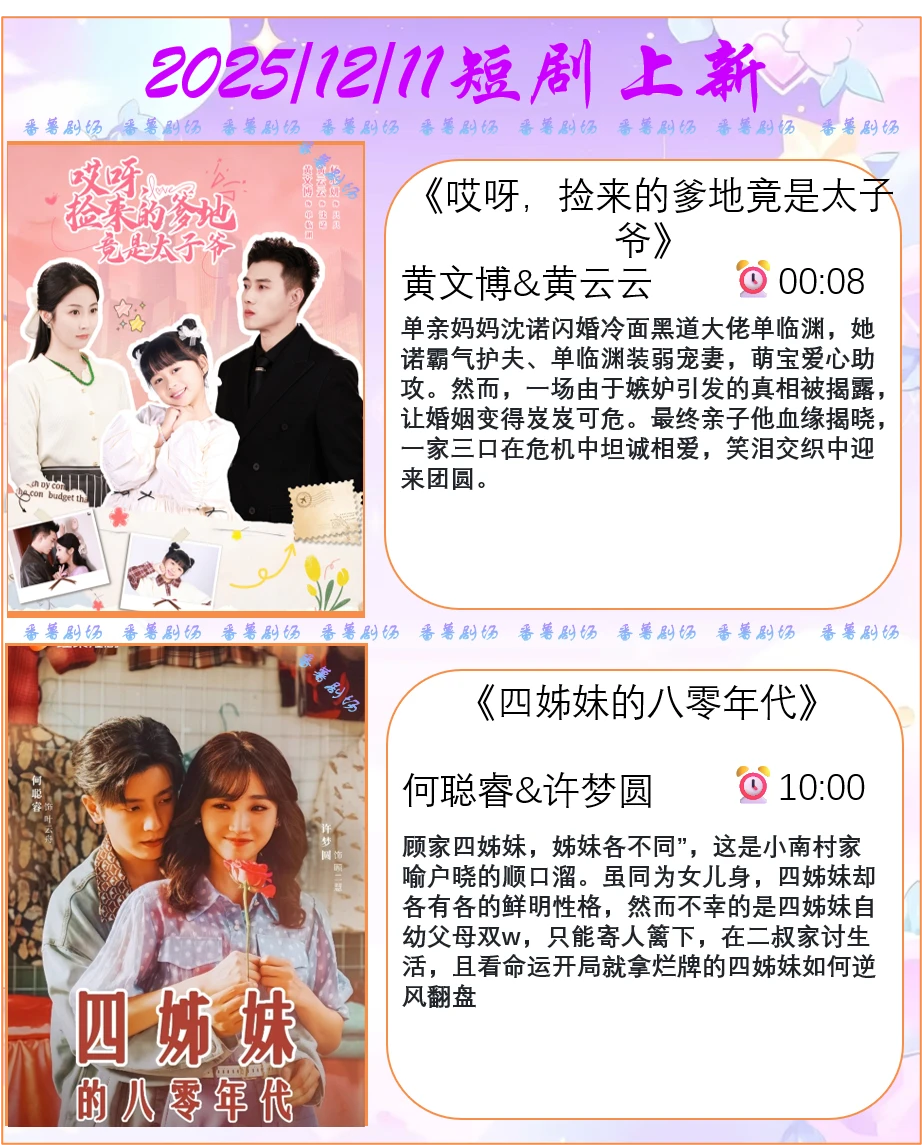 📺2025/12/11短剧上新