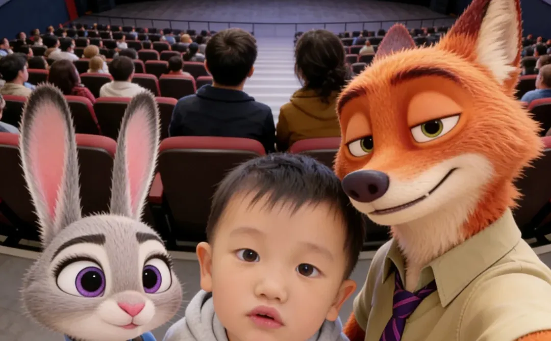 🦊🐰第一次带宝宝看电影，朋友圈就这样发！