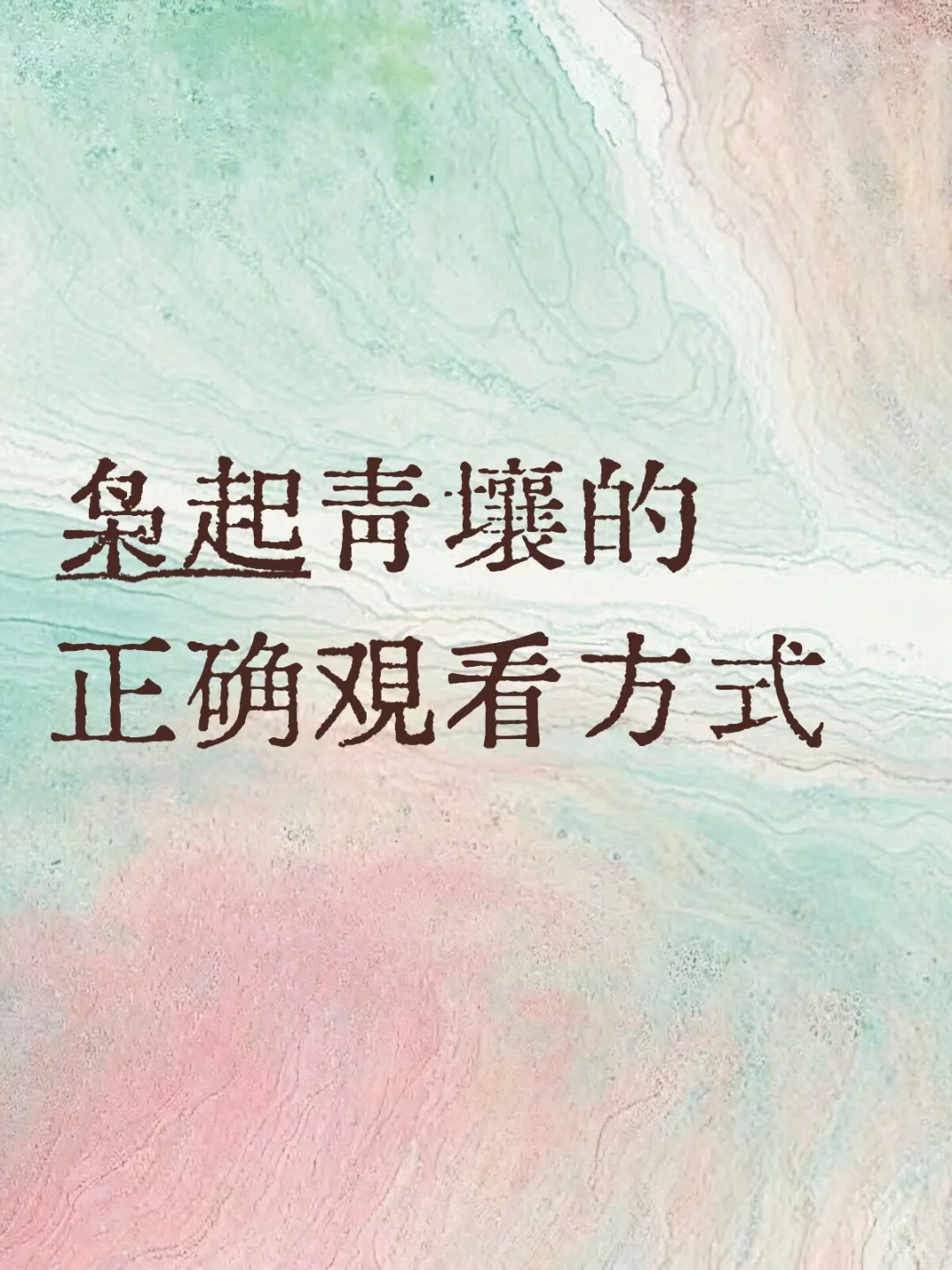 枭起青壤的正确观看方式