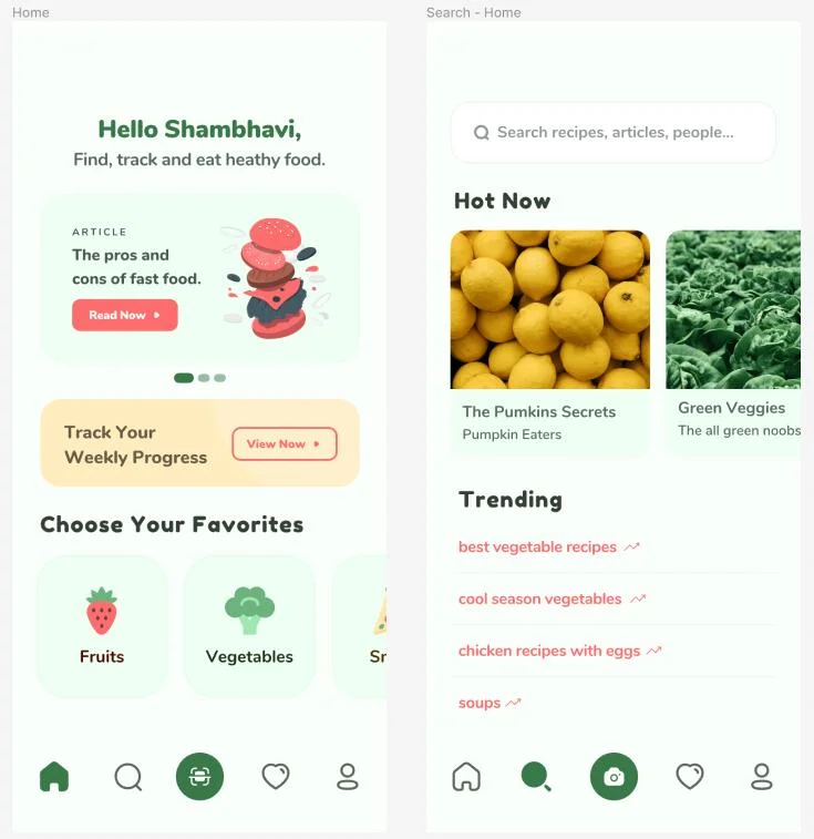 健康饮食app界面设计 | ui设计