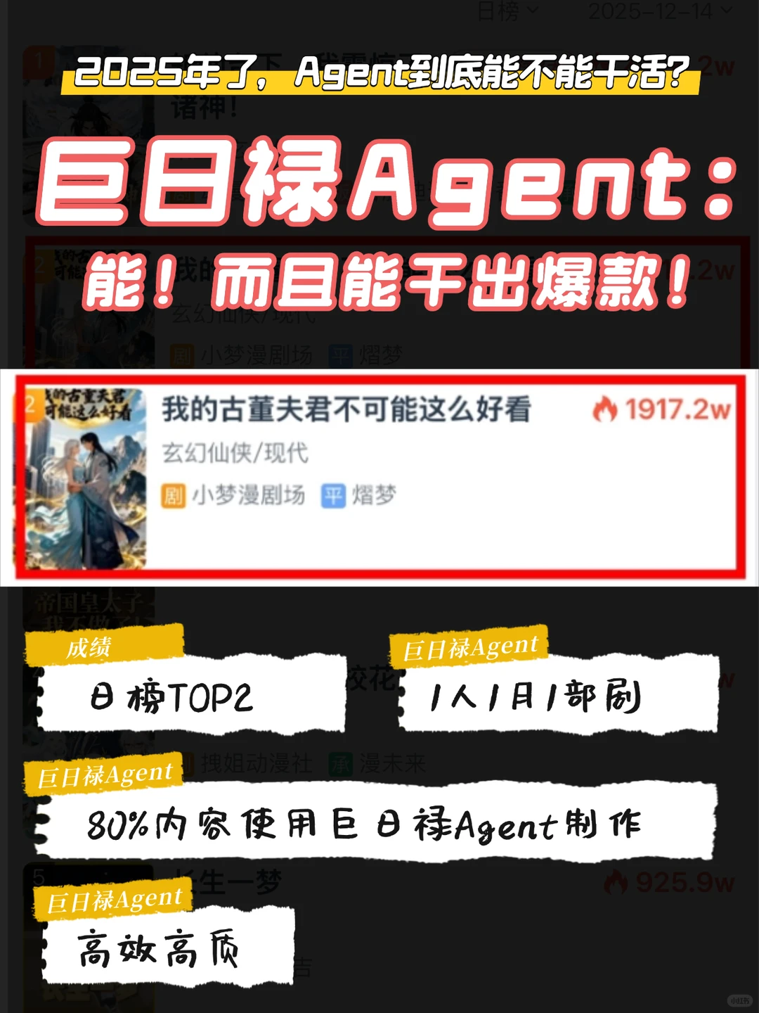 日榜第二!巨日禄Agent迎来里程碑时刻