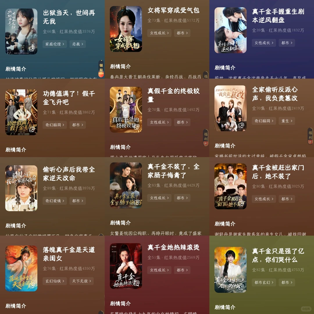 60部真假千金短剧测评