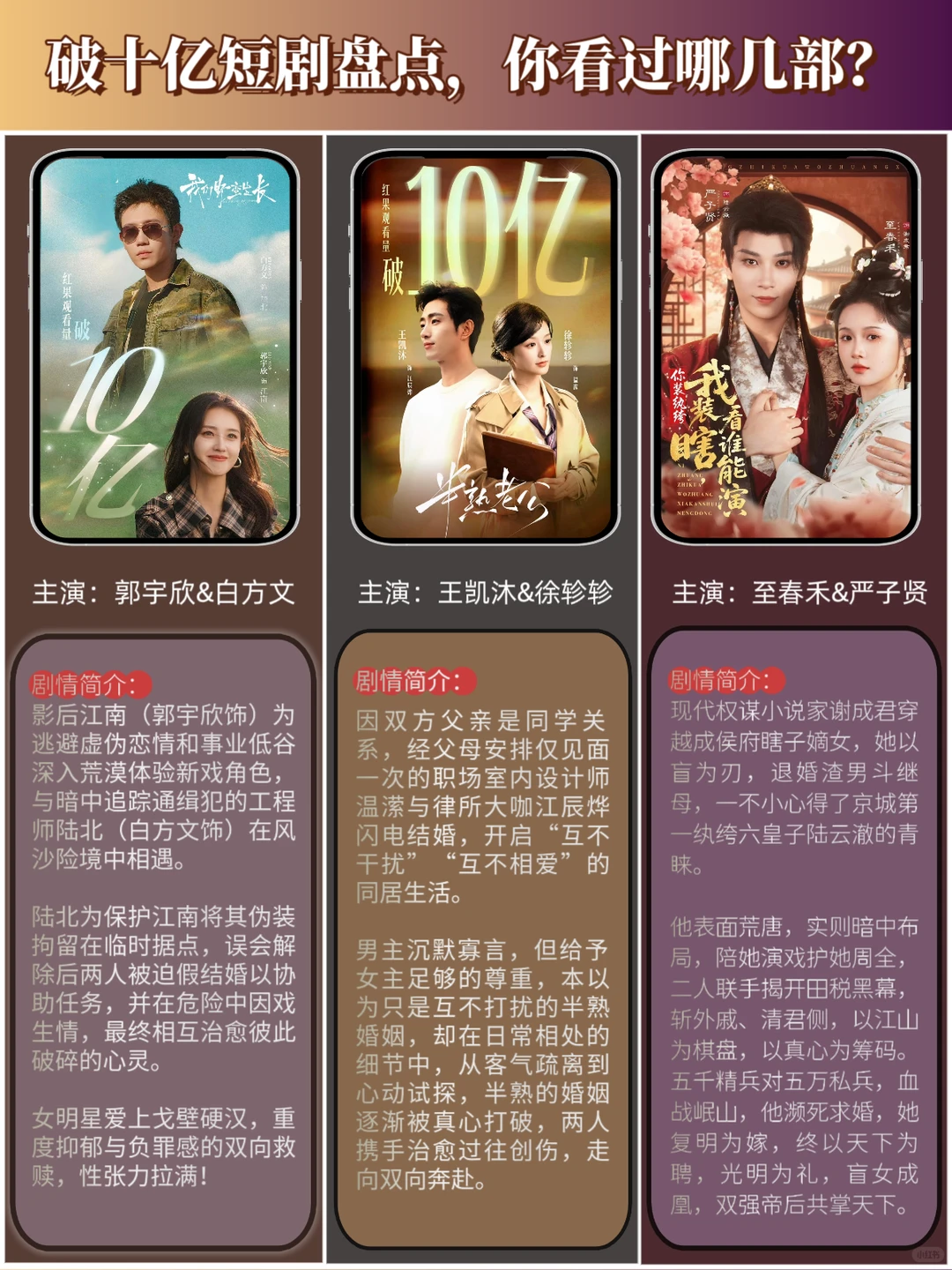 播放破十亿短剧盘点，你看过哪几部？