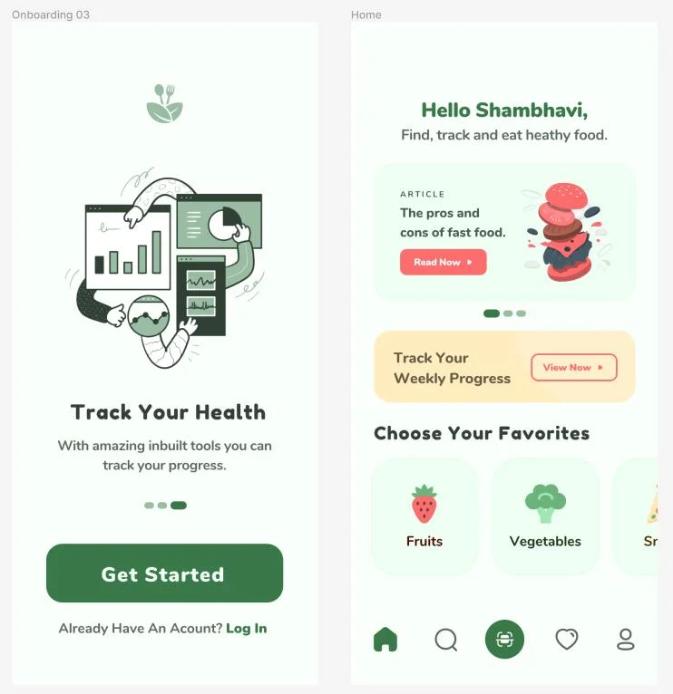 健康饮食app界面设计 | ui设计