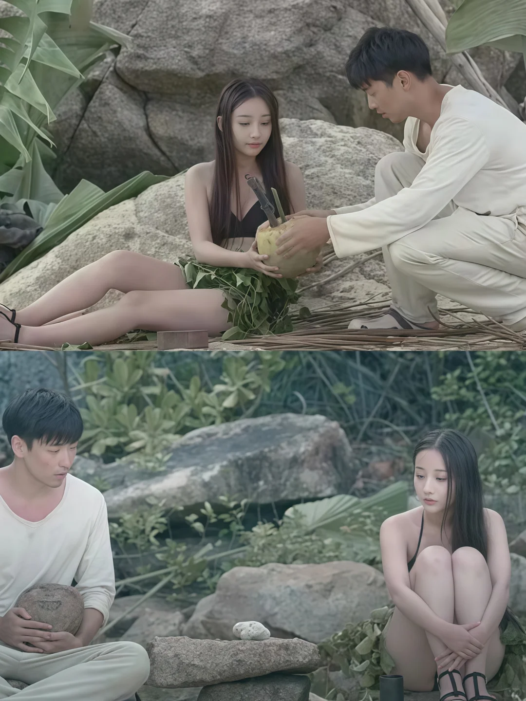 富二代荒岛捡到漂亮女孩，没有道德约束嗨翻