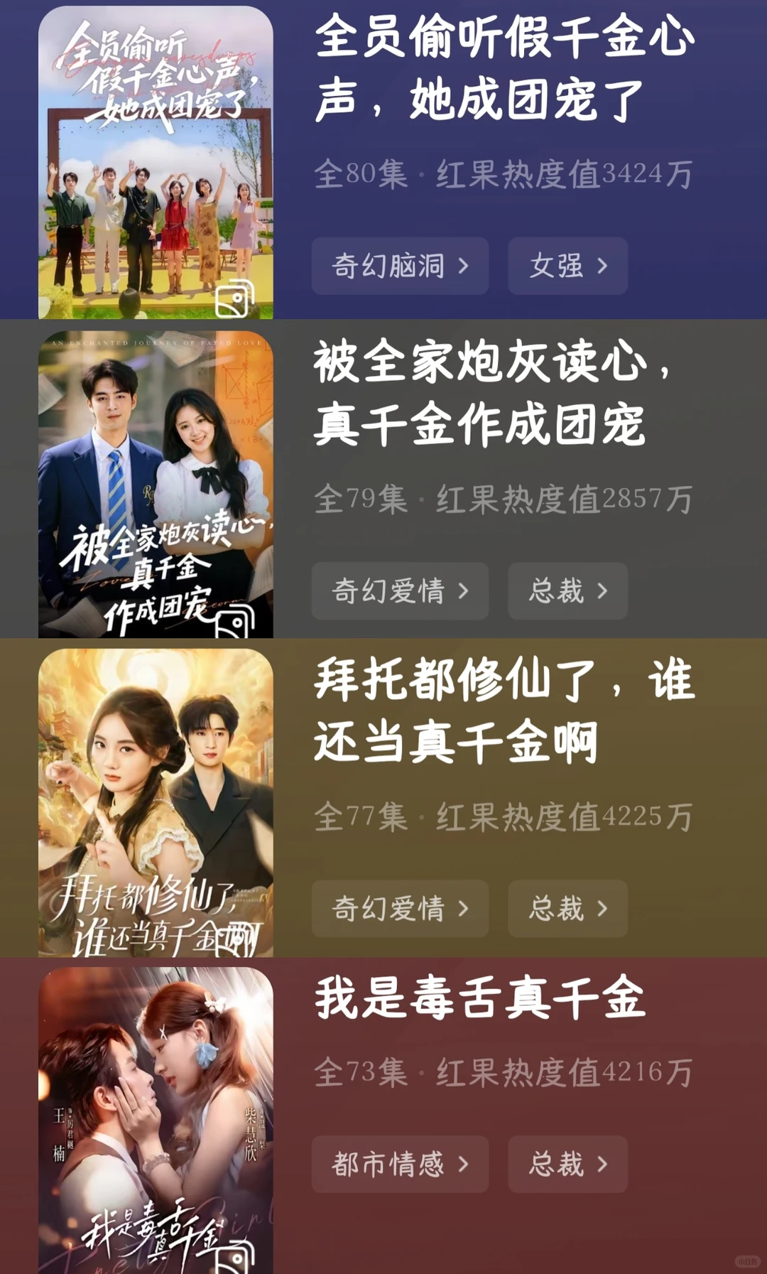 60部真假千金短剧测评