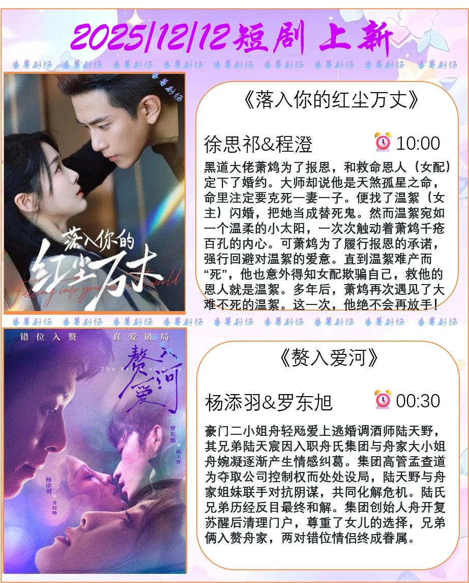📺2025/12/12短剧上新