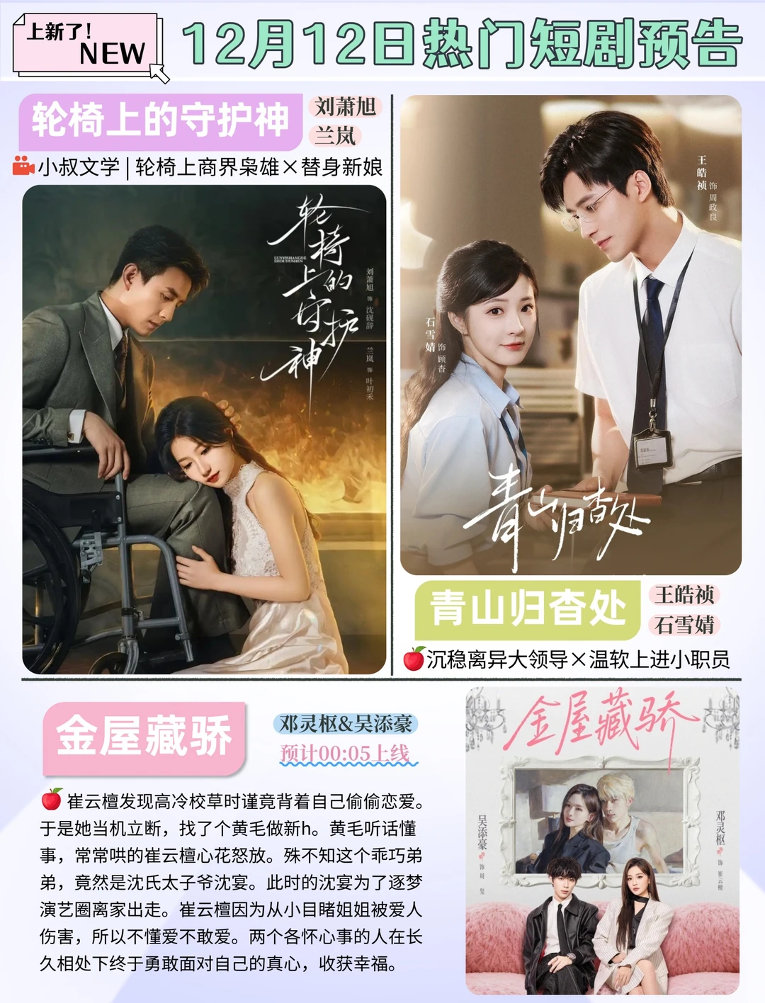 短剧预告 | 12月12日热门短剧上新推荐