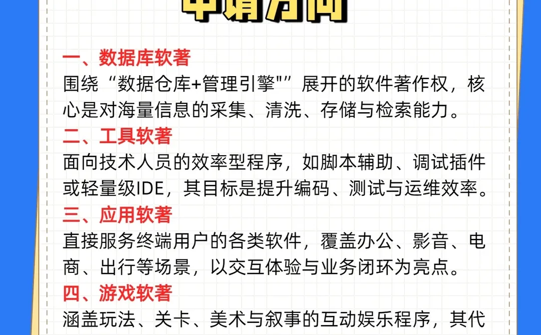 常见的软件著作权申请方向!