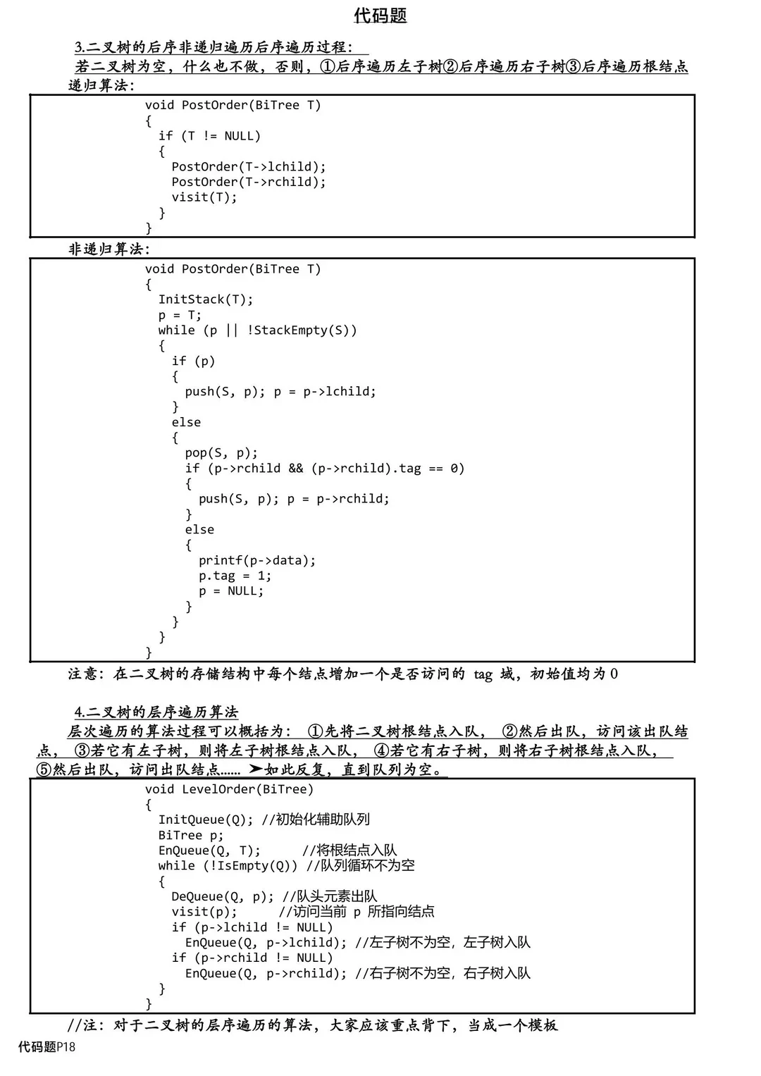 数据结构代码题，背完考试就像抄答案!