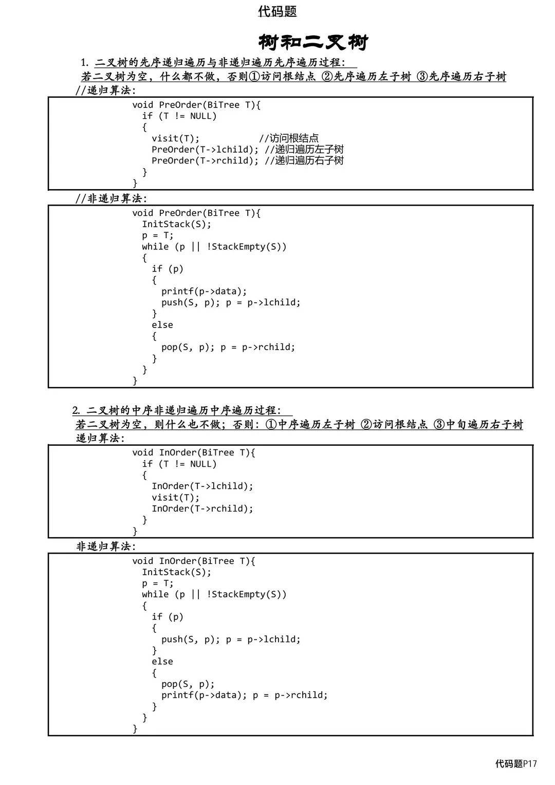 数据结构代码题，背完考试就像抄答案!