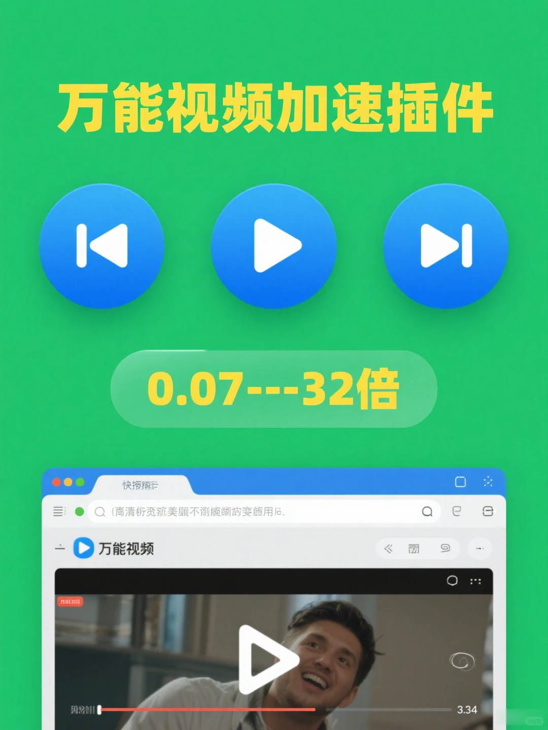 网页视频加速插件浏览器倍速播放快进脚本