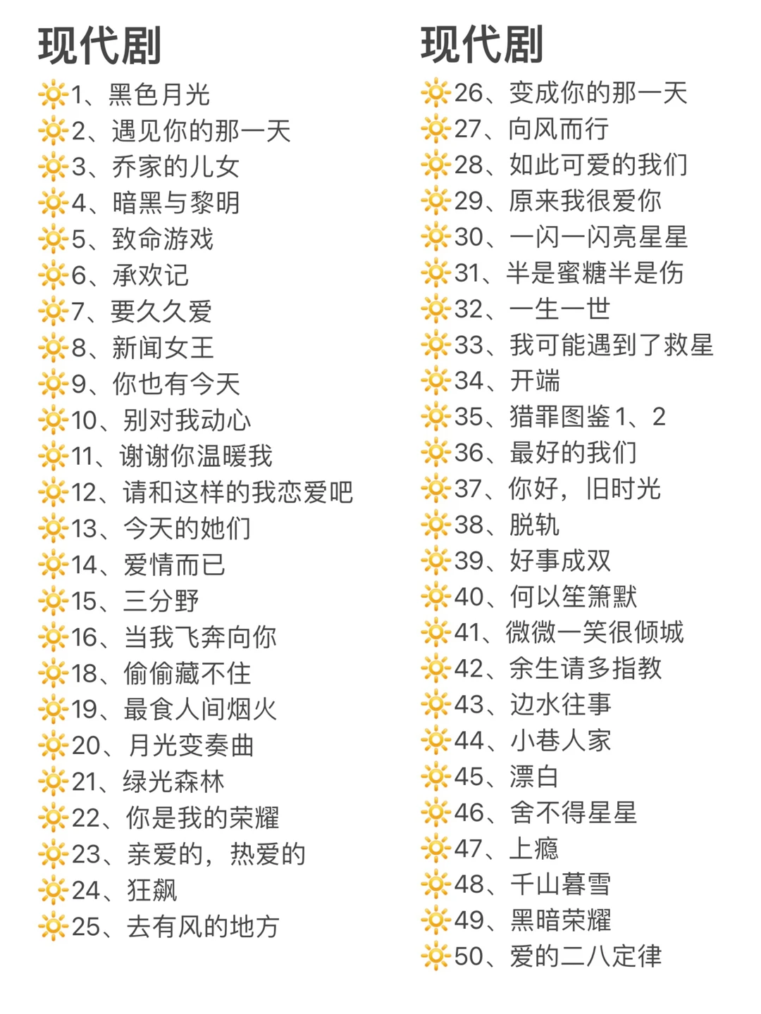 感觉我看的剧，还是现代剧偏多呀😂