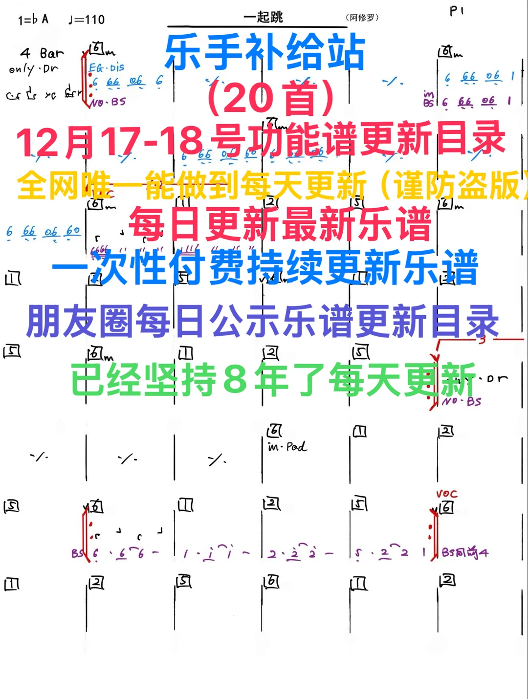 酒吧看谱软件12月17-18号功能譜更新目录总