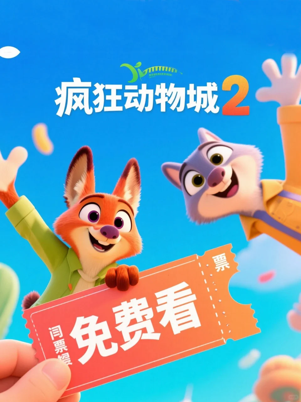 限时领！请你免费看《疯狂动物城2》电影啦