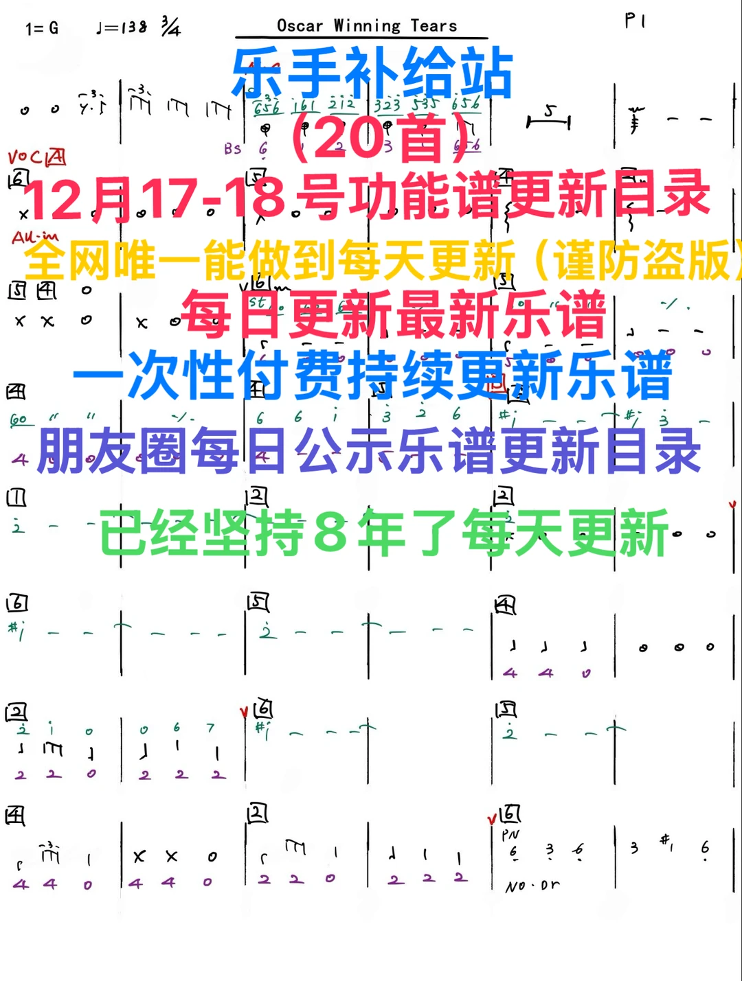 酒吧看谱软件12月17-18号功能譜更新目录总