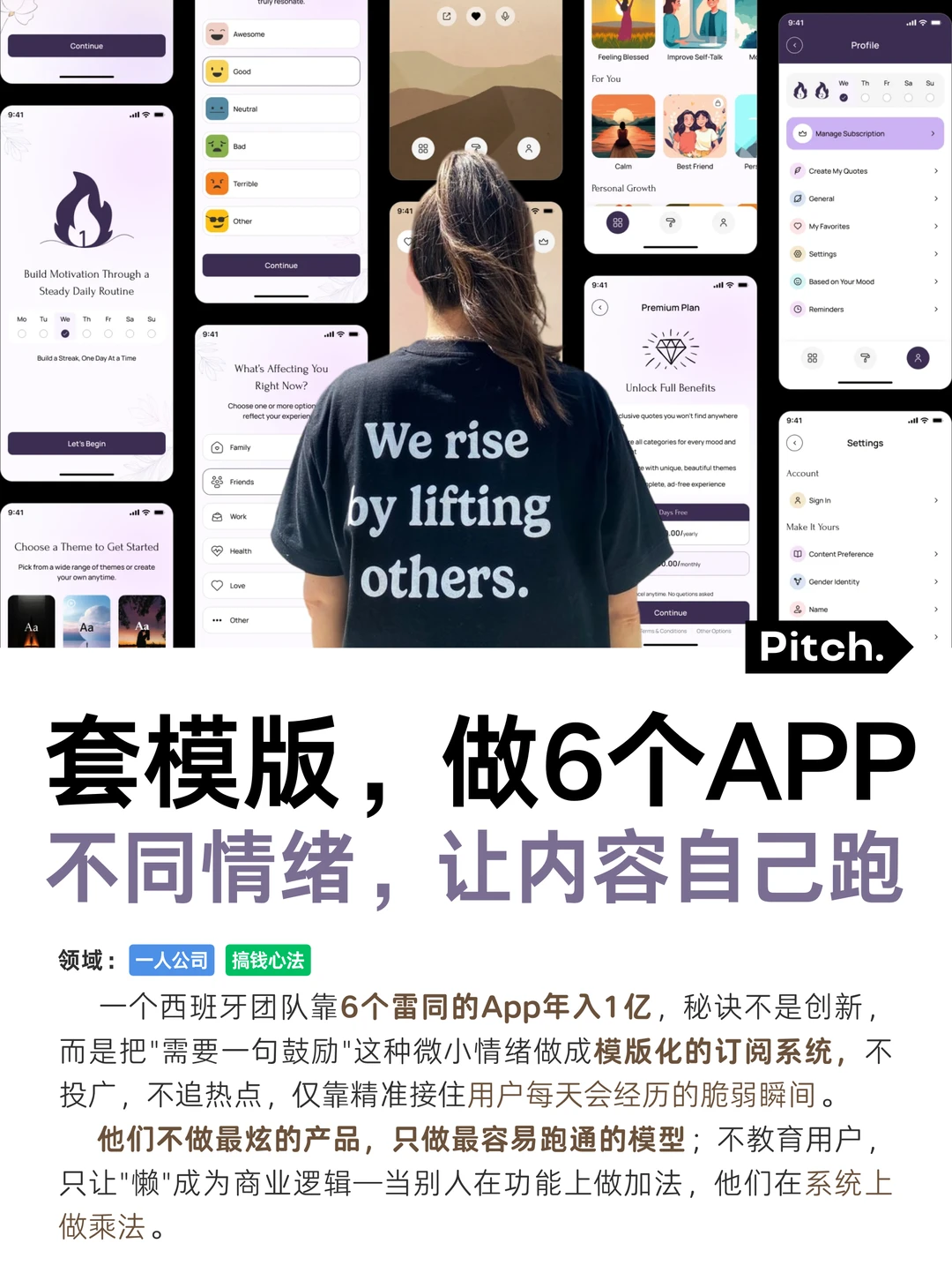 越懒越赚钱？套模版，复制做6个情绪APP