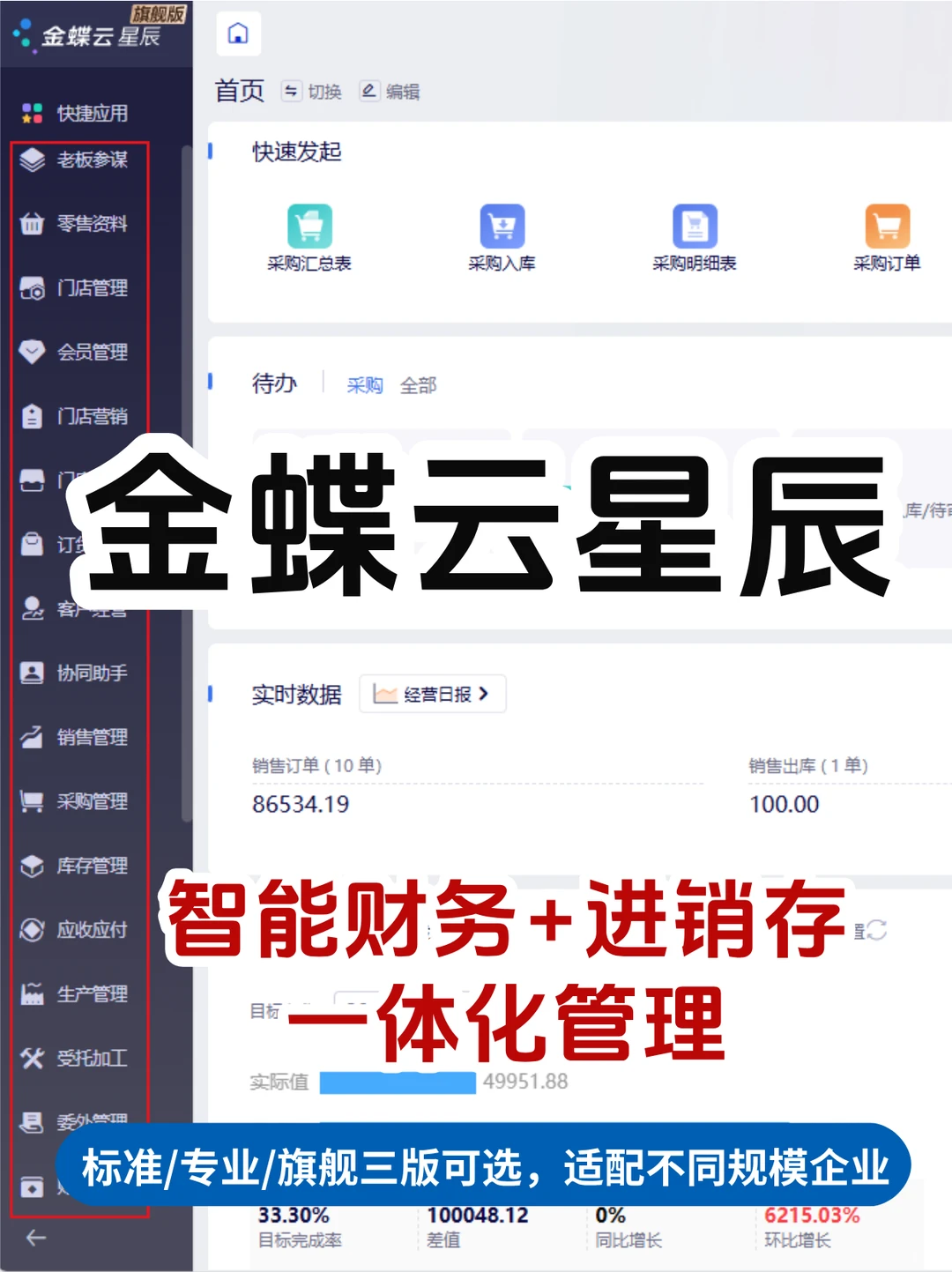 金蝶云星辰财务+进销存一体化！生意轻松干