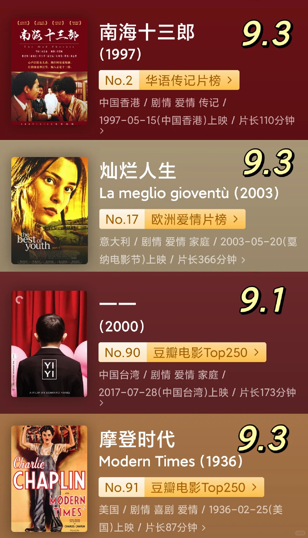 44部9分以上的爱情片！！！！码住！！