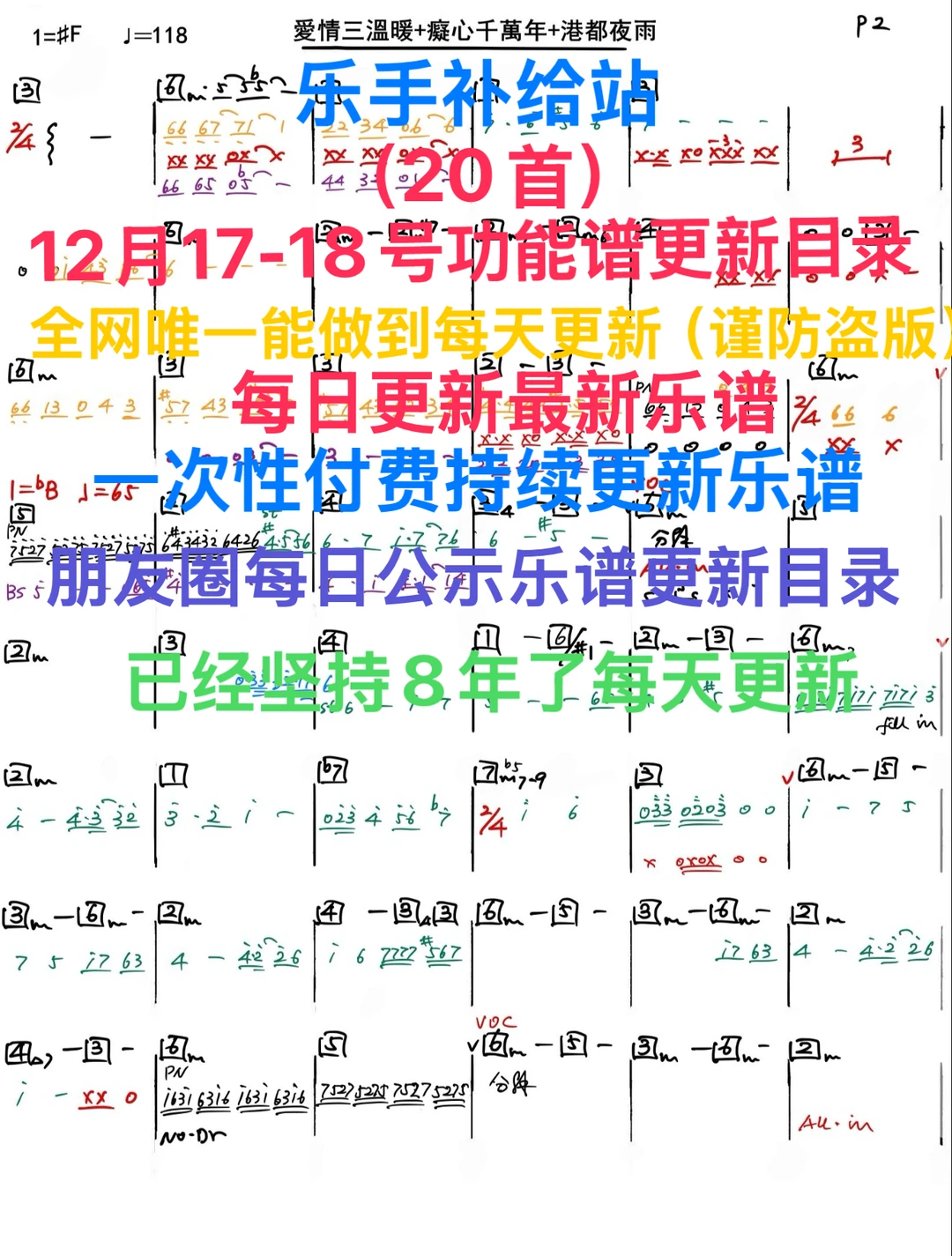 酒吧看谱软件12月17-18号功能譜更新目录总