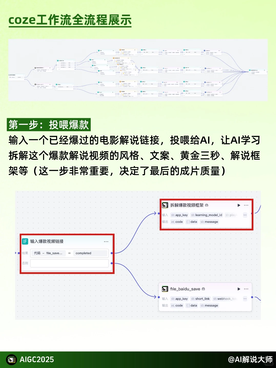 用Coze搭电影解说工作流，一天生成上百条