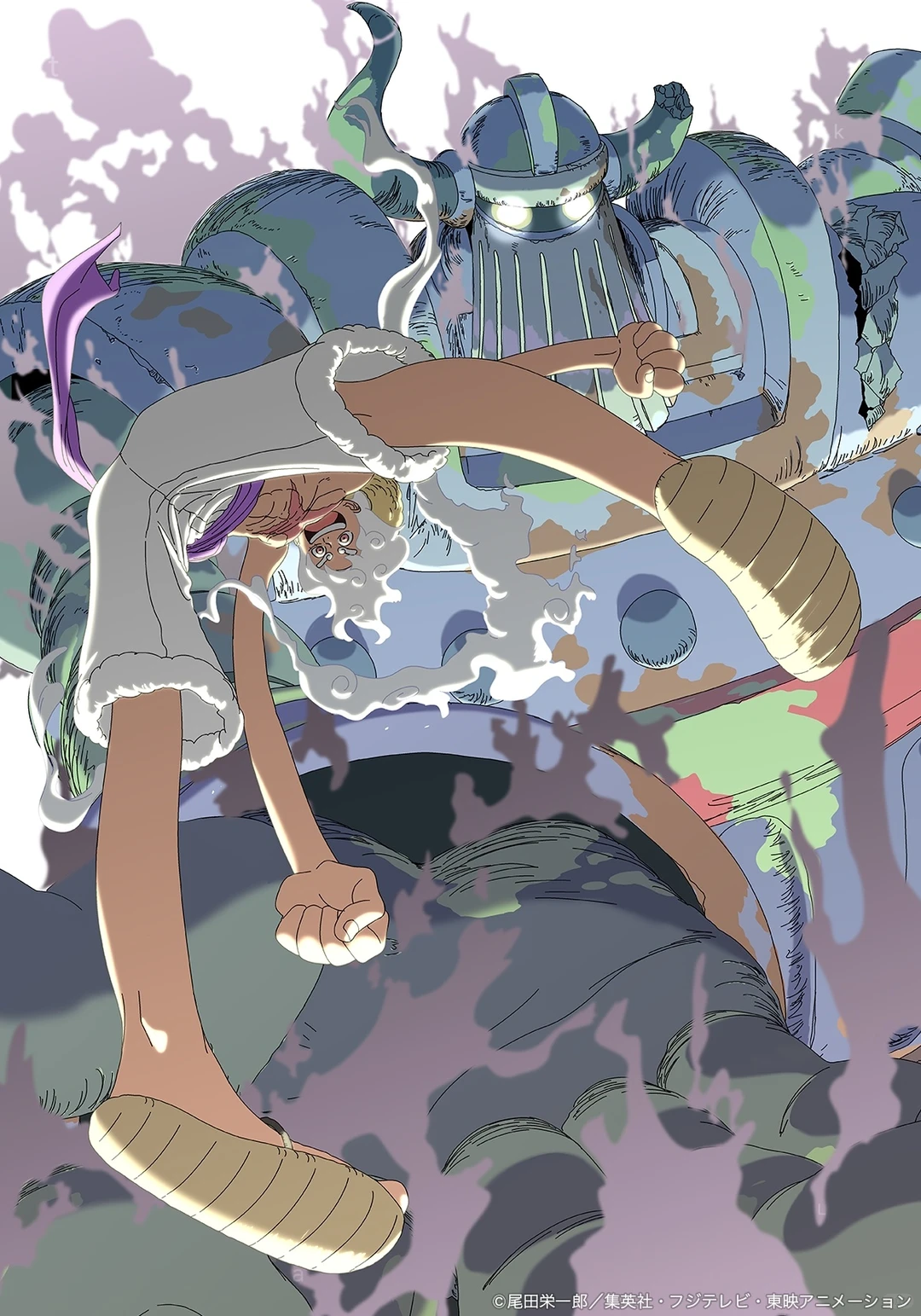 海贼王官方APP12月人物图像：路飞与铁巨人