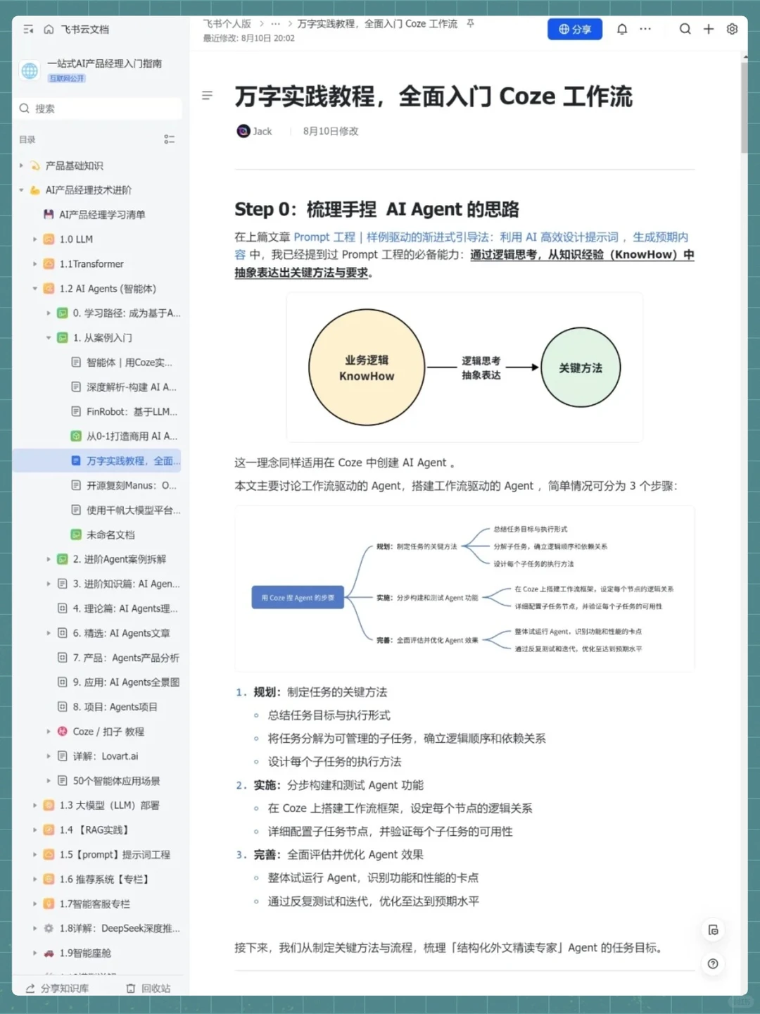 Coze扣子进度为0的人，就这65页纸练完就牛