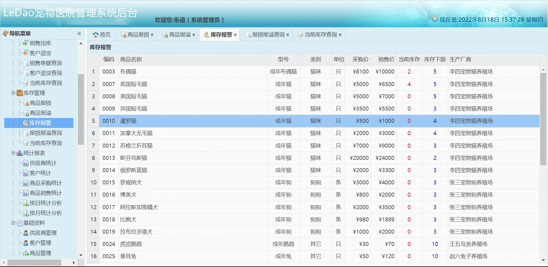 毕设源码分享—宠物医院管理系统