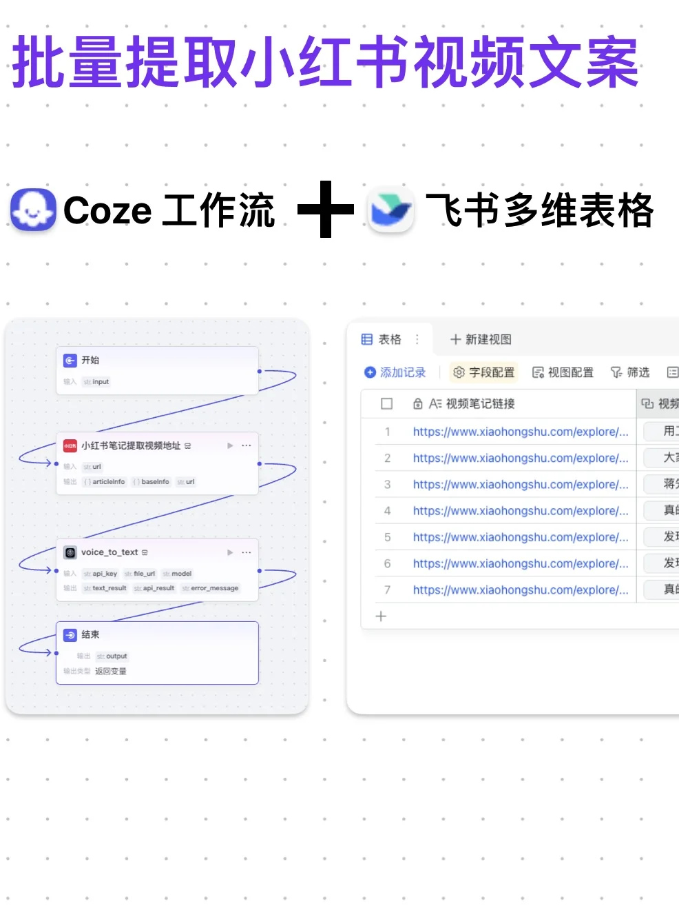 coze工作流批量提取小红书视频文案