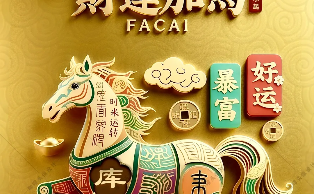 2026金光闪闪的马年手机壁纸