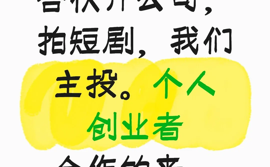 合伙开公司，拍短剧