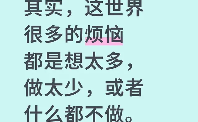 其实，这世界很多的烦恼都是想太多，做太少，或者什么都不做。