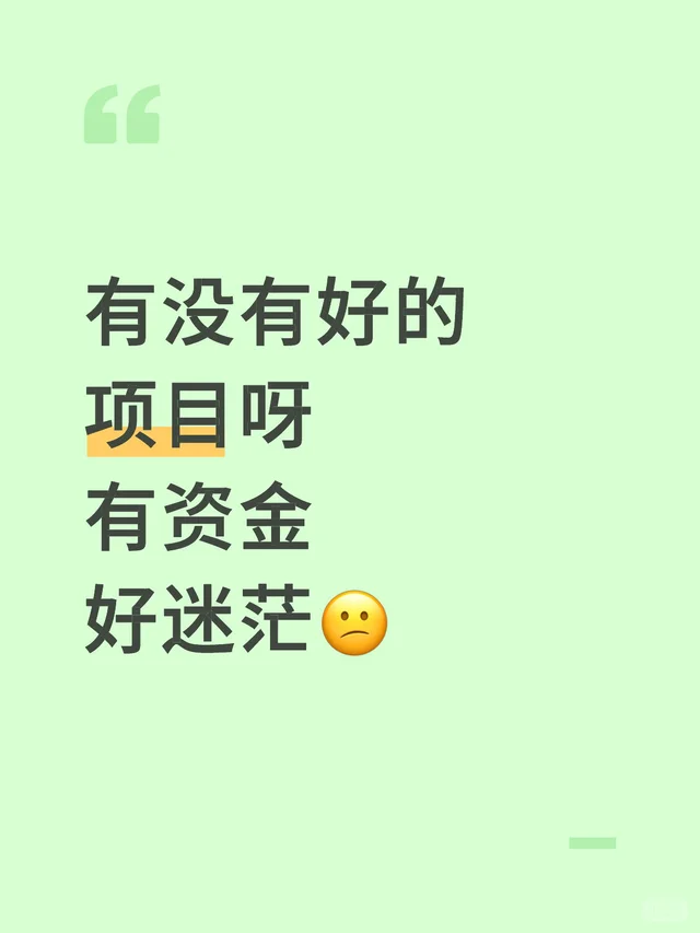 有没有好的项目呀 有资金