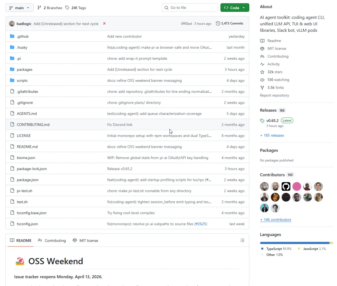 2026年32k stars!终端里的 AI 编程助手：pi-mono 全面解析!