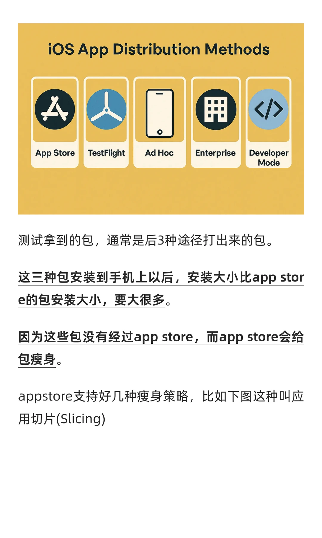 为什么测试包的安装大小比AppStore大