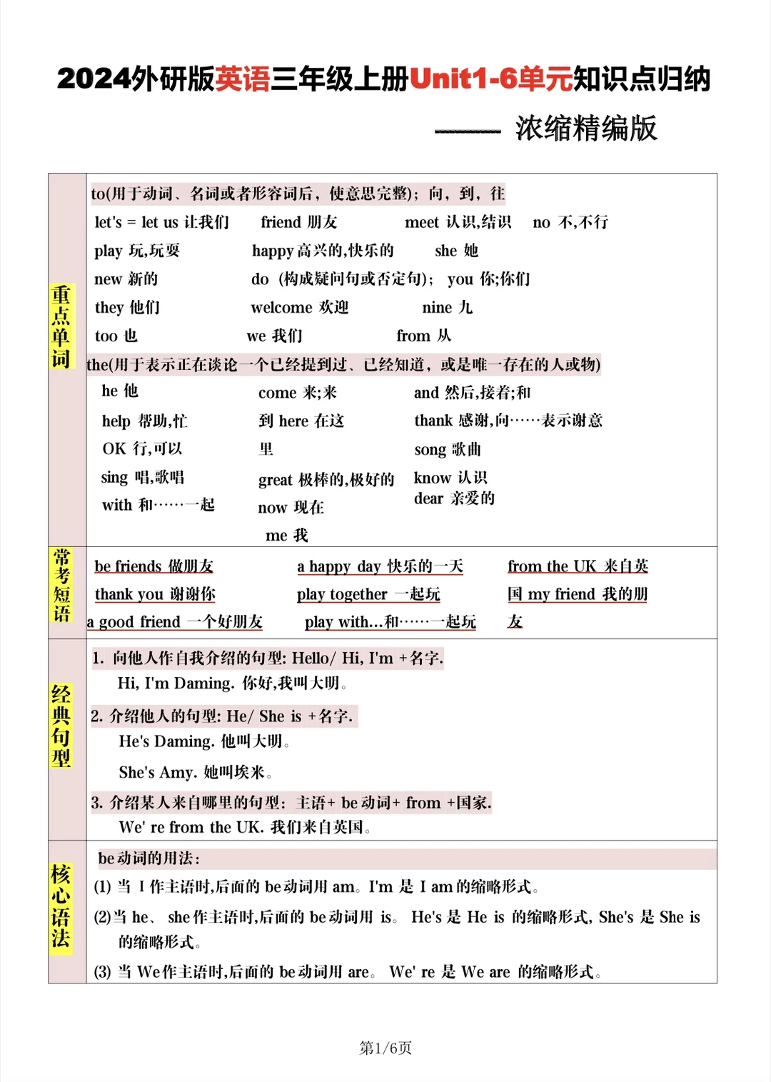 三上英语知识点总结（免费下载文档💚💚💚