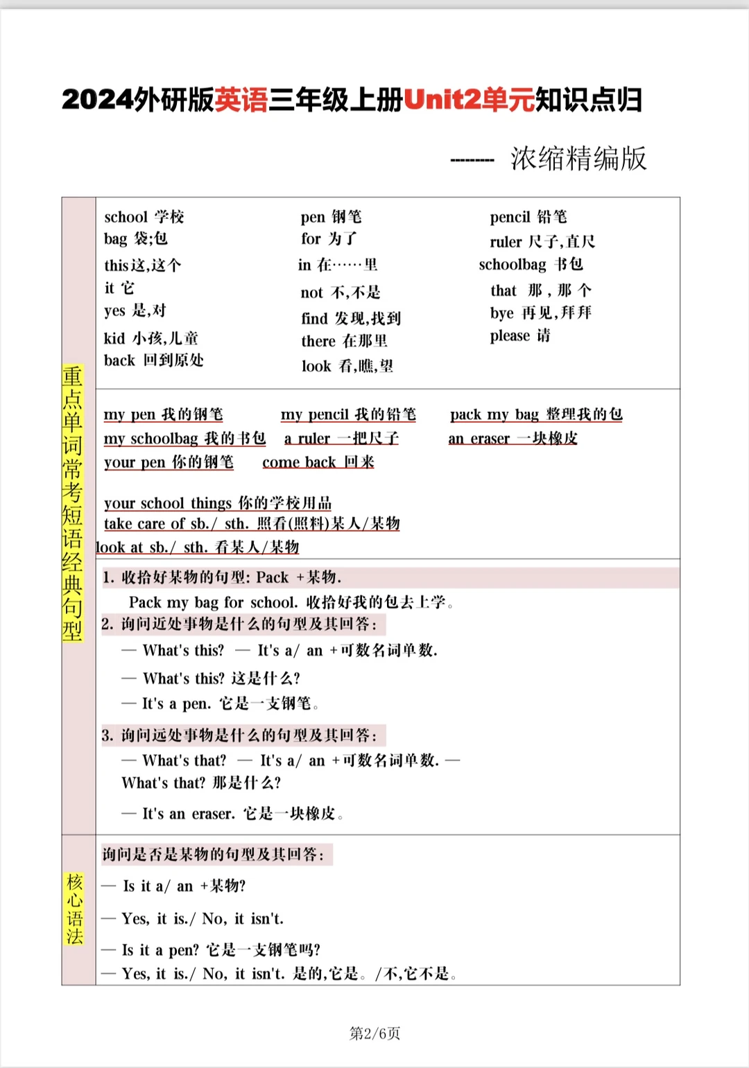 三上英语知识点总结（免费下载文档💚💚💚