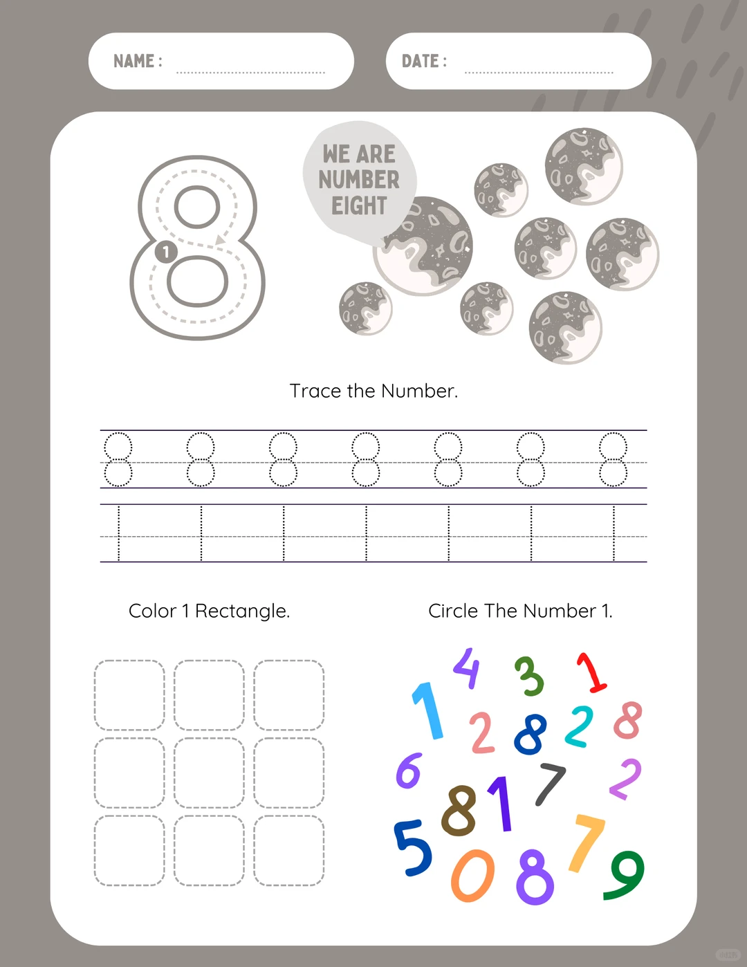 ⏬免费资源下载｜🌕🌍太空主题数字练习册